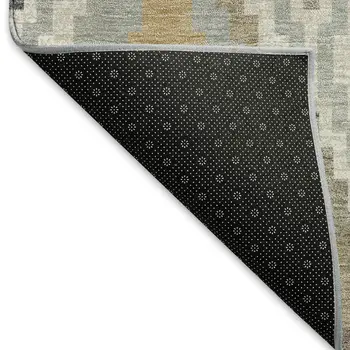 9' X 12' Taupe Gold And Ivory Geometric Washable Indoor Outdoor Area Rug