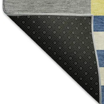 8' X 10' Blue Yellow And Green Geometric Washable Indoor Outdoor Area Rug