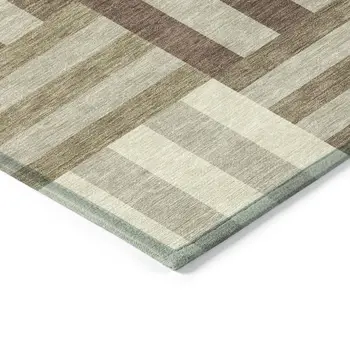 8' X 10' Brown Beige And Ivory Geometric Washable Indoor Outdoor Area Rug