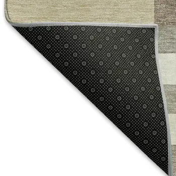 9' X 12' Ivory Gray And Brown Geometric Washable Indoor Outdoor Area Rug