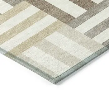 9' X 12' Ivory Gray And Brown Geometric Washable Indoor Outdoor Area Rug
