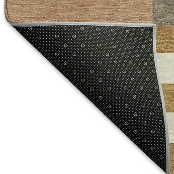 8' X 10' Chili Red Ivory And Copper Geometric Washable Indoor Outdoor Area Rug