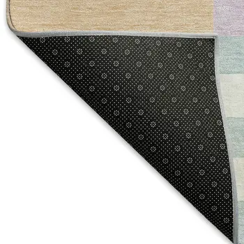 5' X 8' Pearl Blue And Lavender Geometric Washable Indoor Outdoor Area Rug
