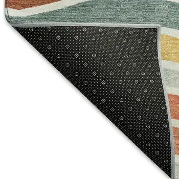 3' X 5' Coral Gold And Peach Striped Washable Indoor Outdoor Area Rug