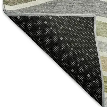 8' X 10' Fern Green Ivory And Wheat Striped Washable Indoor Outdoor Area Rug