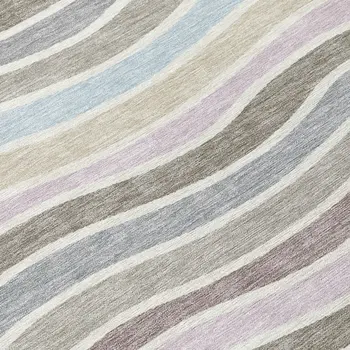 8' Tan Beige And Ivory Round Striped Washable Indoor Outdoor Area Rug