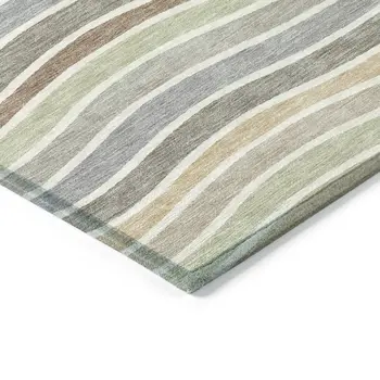 8' X 10' Taupe Ivory And Wheat Striped Washable Indoor Outdoor Area Rug