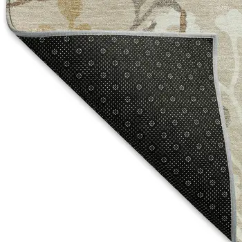 10' X 14' Beige Ivory And Blue Floral Washable Indoor Outdoor Area Rug