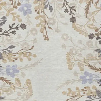 3' X 5' Ivory Khaki And Gray Floral Washable Indoor Outdoor Area Rug