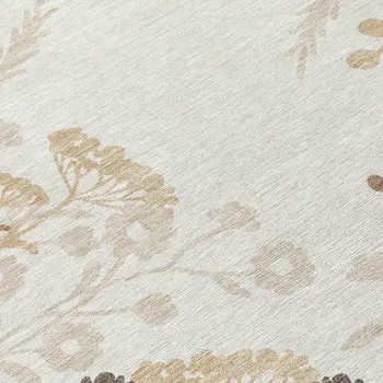 8' Ivory Khaki And Gray Round Floral Washable Indoor Outdoor Area Rug