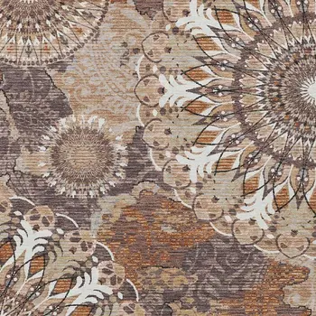 5' X 8' Copper Ivory And Khaki Paisley Washable Indoor Outdoor Area Rug
