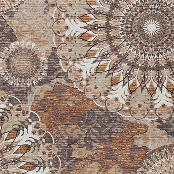 9' X 12' Copper Ivory And Khaki Paisley Washable Indoor Outdoor Area Rug