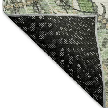 8' Green Ivory And Gold Round Paisley Washable Indoor Outdoor Area Rug