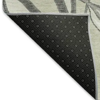 9' X 12' Beige Sage And Khaki Botanical Leaves Washable Indoor Outdoor Area Rug
