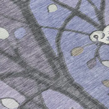 8' X 10' Purple Blue And Sage Botanical Leaves Washable Indoor Outdoor Area Rug