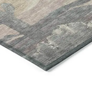 10' X 14' Taupe Coral And Sage Botanical Leaves Washable Indoor Outdoor Area Rug