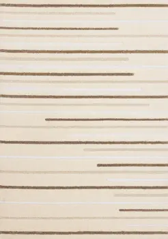 5' X 8' Cream And Brown Striped Area Rug