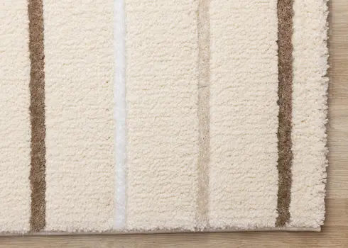 5' X 8' Cream And Brown Striped Area Rug
