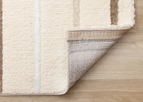 5' X 8' Cream And Brown Striped Area Rug
