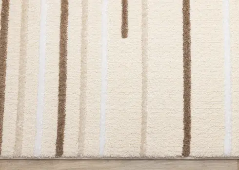 5' X 8' Cream And Brown Striped Area Rug
