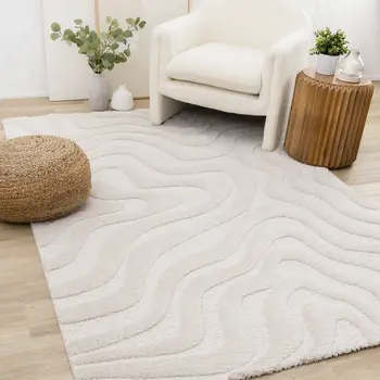 5' X 8' White Area Rug