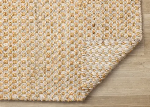8' X 11' Beige And Cream Jute Hand Woven Area Rug
