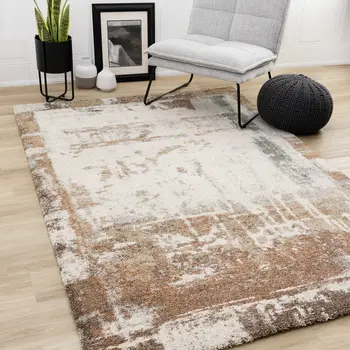 8' X 11' White And Green Area Rug