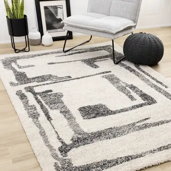 5' X 8' White Area Rug
