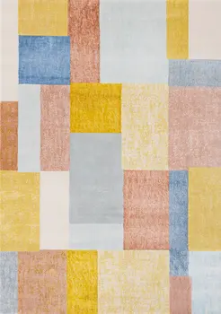 5' X 8' Yellow And Orange Geometric Area Rug
