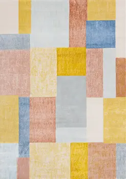 5' X 8' Yellow And Orange Geometric Area Rug