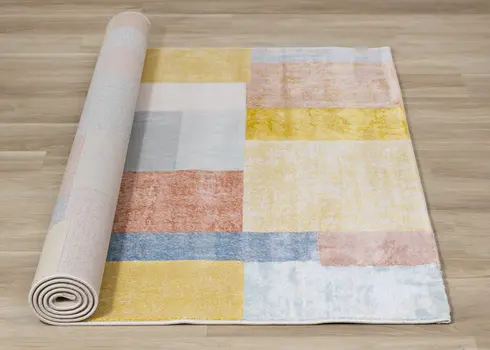 5' X 8' Yellow And Orange Geometric Area Rug