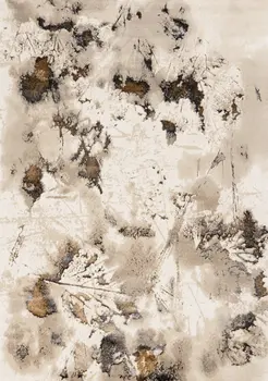 5' X 8' Taupe And Brown Botanical Leaves Area Rug