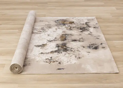 5' X 8' Taupe And Brown Botanical Leaves Area Rug