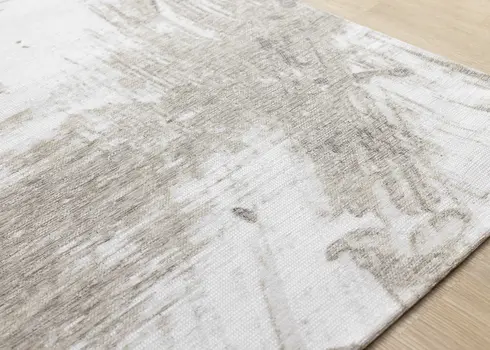 5' X 8' White And Taupe Abstract Area Rug