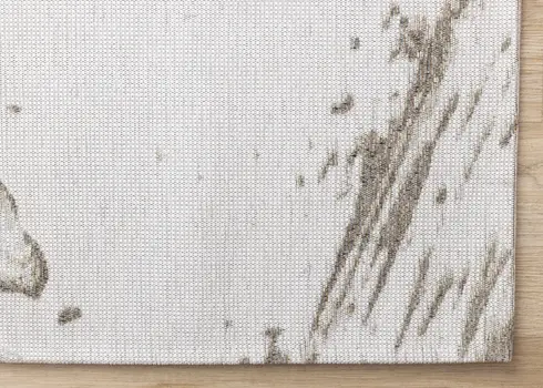 5' X 8' White And Taupe Abstract Area Rug