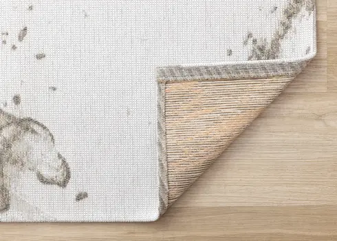 8' X 11' White And Taupe Abstract Area Rug