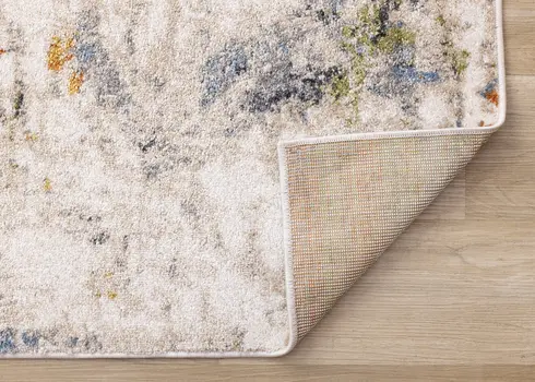 8' X 11' Taupe And Blue Area Rug