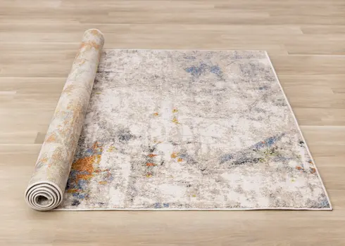 8' X 11' Taupe And Blue Area Rug