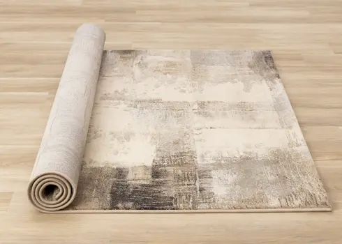 5' X 8' Cream And Brown Area Rug