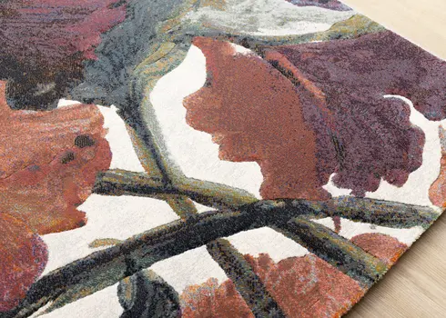 8' X 11' Pink And Green Botanical Leaves Area Rug