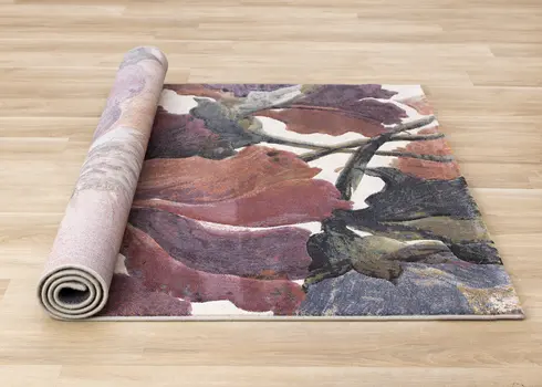 8' X 11' Pink And Green Botanical Leaves Area Rug