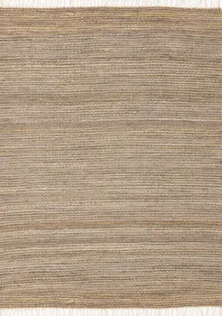 5' X 8' Taupe And Brown Jute Hand Woven Area Rug