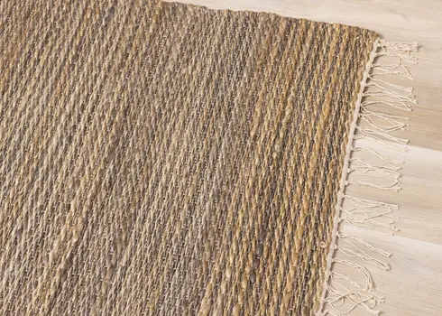 5' X 8' Taupe And Brown Jute Hand Woven Area Rug