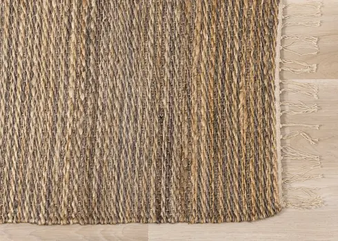 5' X 8' Taupe And Brown Jute Hand Woven Area Rug