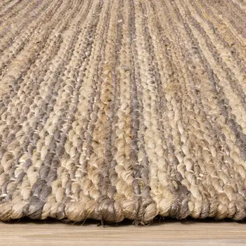 5' X 8' Taupe And Brown Jute Hand Woven Area Rug