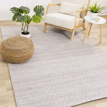 8' X 11' Beige And Cream Geometric Hand Woven Area Rug