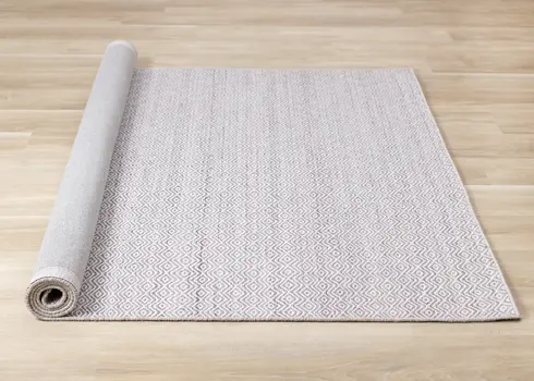 8' X 11' Beige And Cream Geometric Hand Woven Area Rug