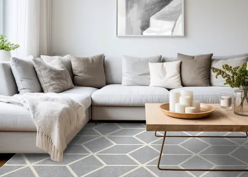 8' X 11' Blue And Cream Geometric Area Rug