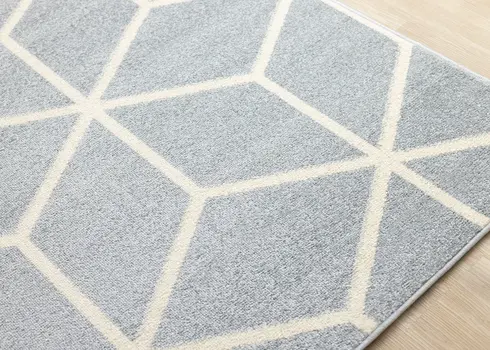 8' X 11' Blue And Cream Geometric Area Rug