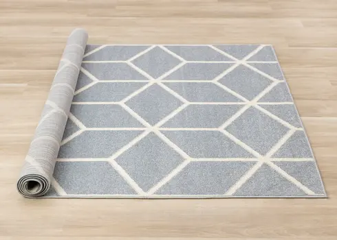 8' X 11' Blue And Cream Geometric Area Rug